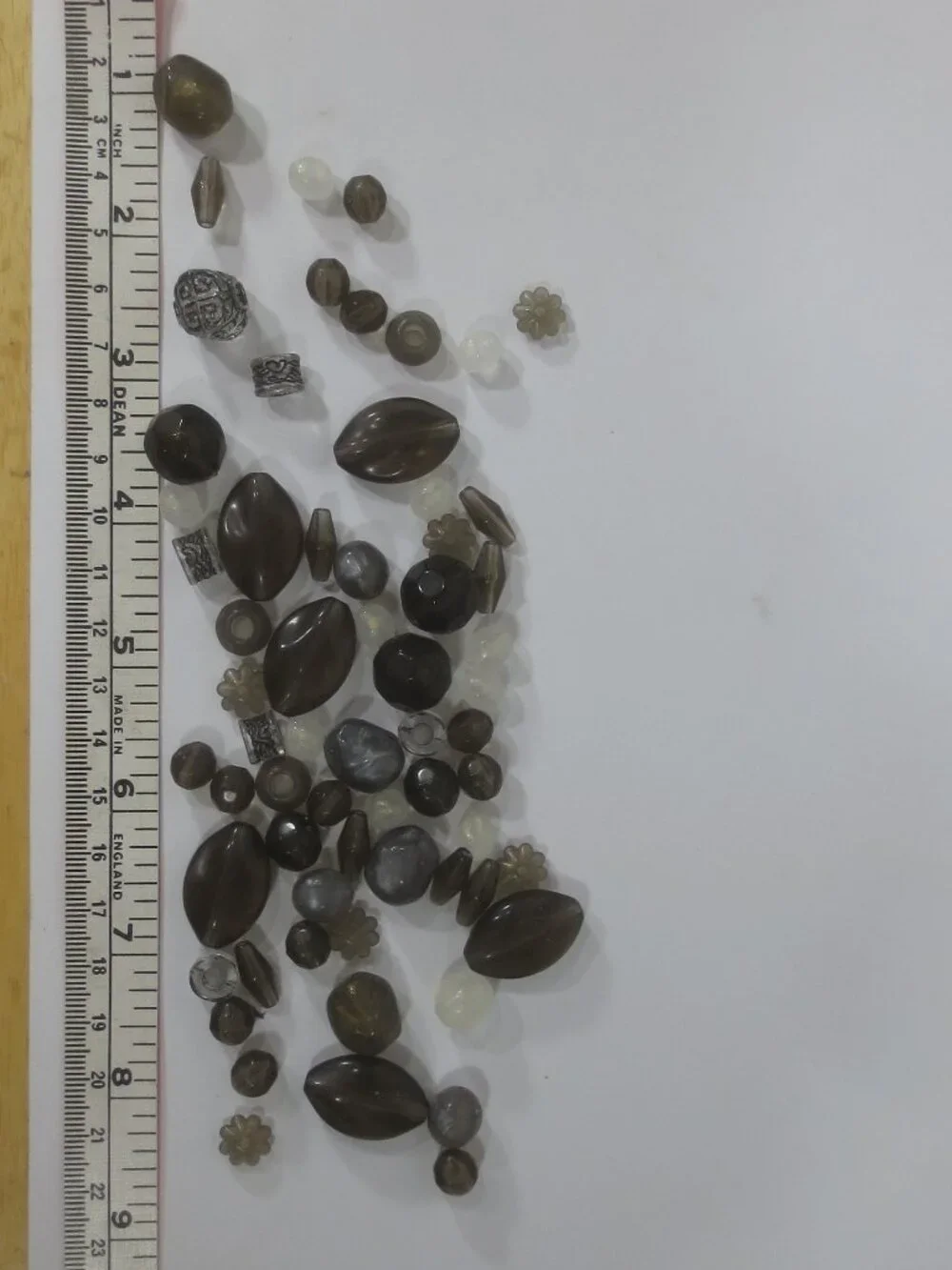 NEW Darice Beads Jet Mix Gray Clear White Acrylic Multi Sizes Lot 6 Bags 1.7 Oz